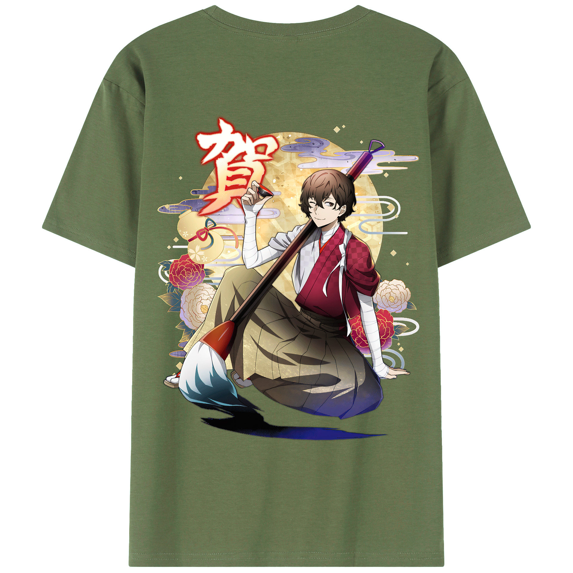 （画像用） 文豪ストレイドッグス Bungo Stray Dogs 綿100％ メンズ半袖Tシャツ（バックプリント） 通気性